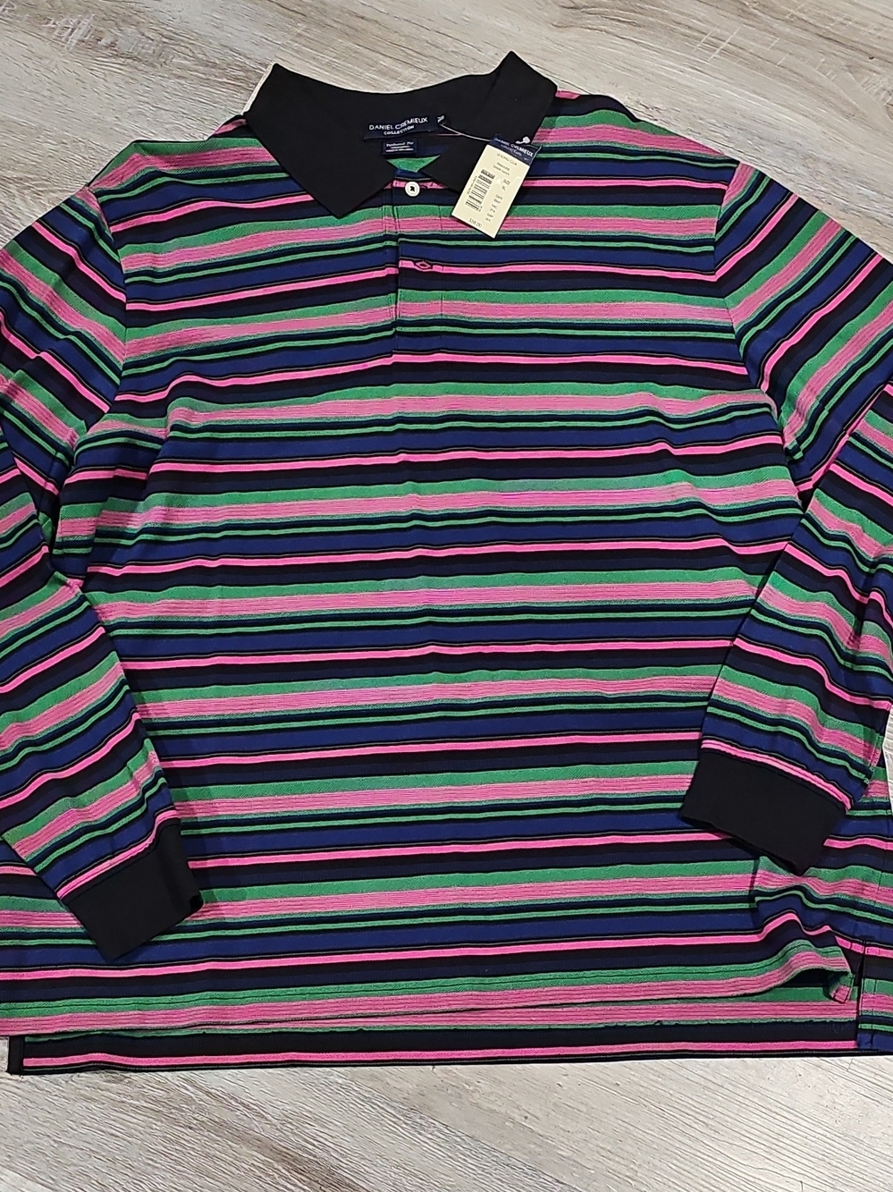 Daniel Cremieux Leading Club Striped Polo in Black & Pink XL NWT